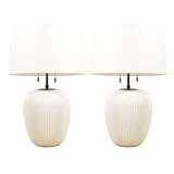 A Pair of Gerald Thurston Finely Fluted Ceramic Table Lamps.