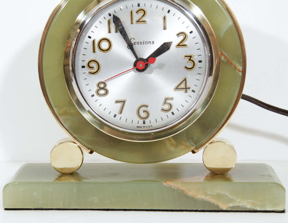 American Art Deco Green Onyx Mantle Clock