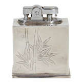 Sterling Silver Table Top Lighter With Bamboo Motif.