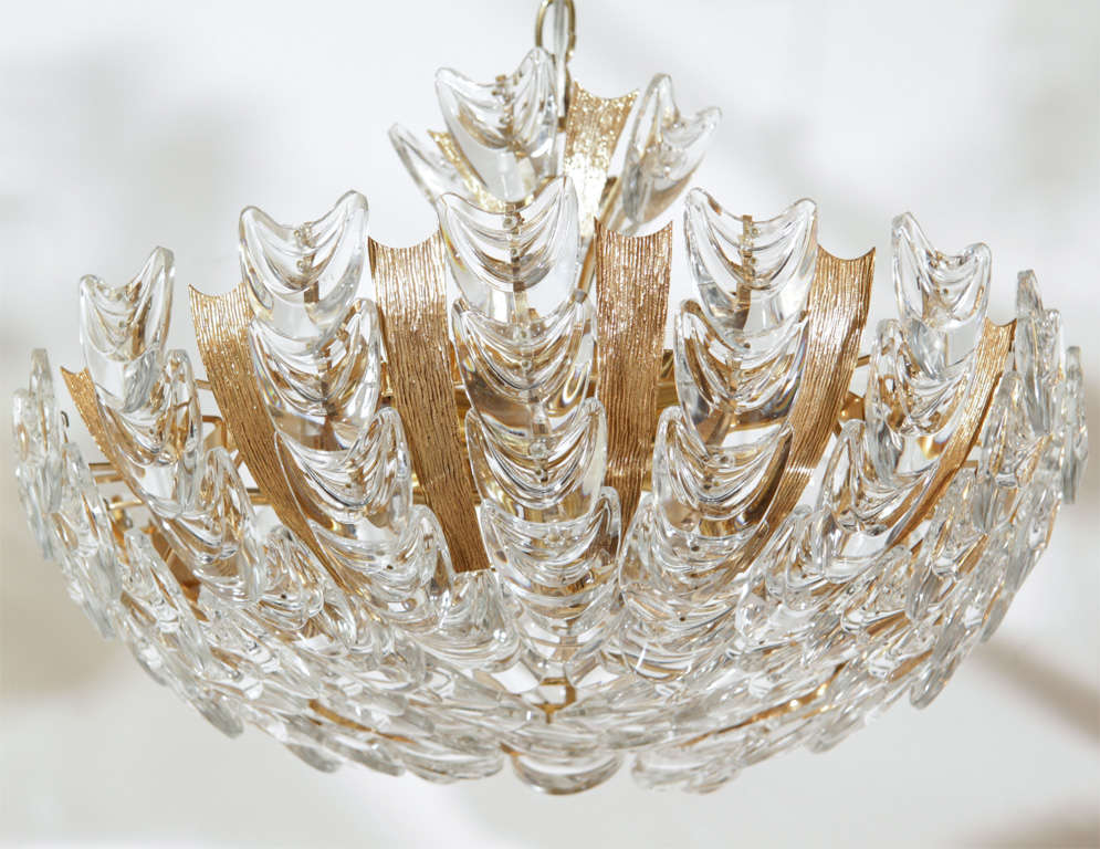 Austrian Stunning Lobmeyr Chandelier With Crystal Shield-Form Prisms.