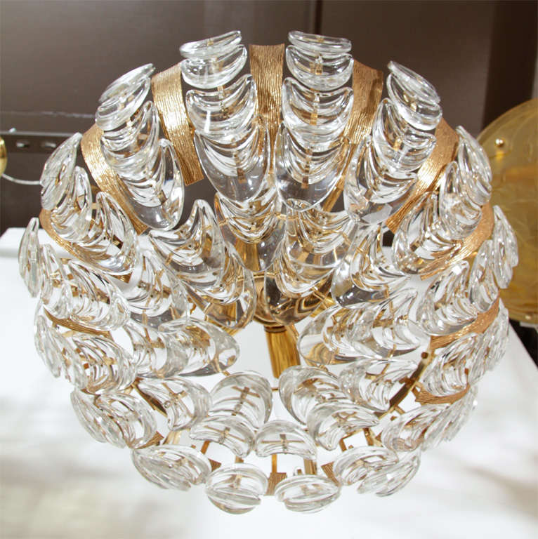 Stunning Lobmeyr Chandelier With Crystal Shield-Form Prisms. In Excellent Condition In New York, NY