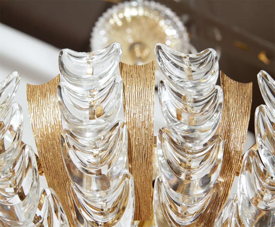 Mid-20th Century Stunning Lobmeyr Chandelier With Crystal Shield-Form Prisms.