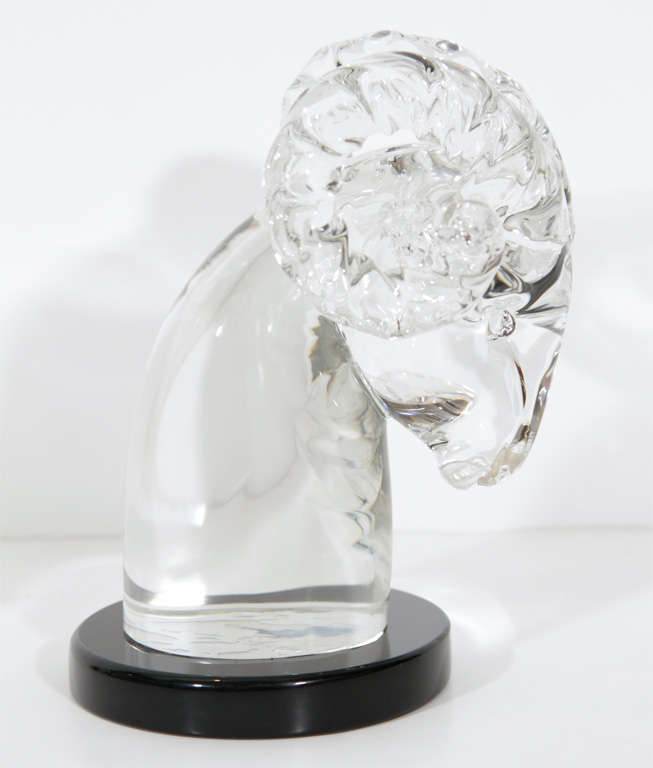 Stunning Seguso Crystal Ram's Head Sculpture In Excellent Condition In New York, NY