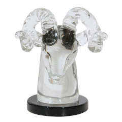 Stunning Seguso Crystal Ram's Head Sculpture