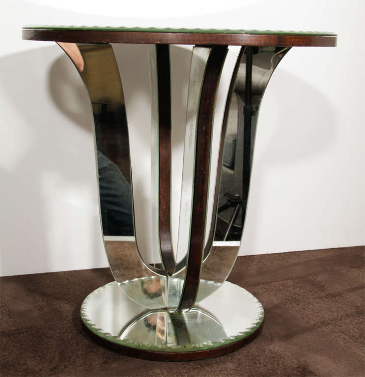 Classic Art Deco Mirrored Tulip Side Table 2
