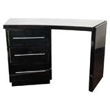 Art Deco Streamline Curved Black Lacquer Desk