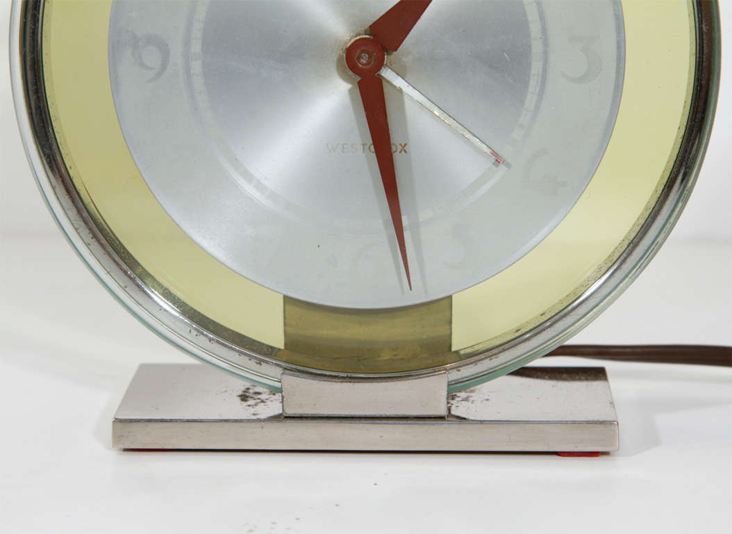 American Art Deco Machine Age Chrome Clock