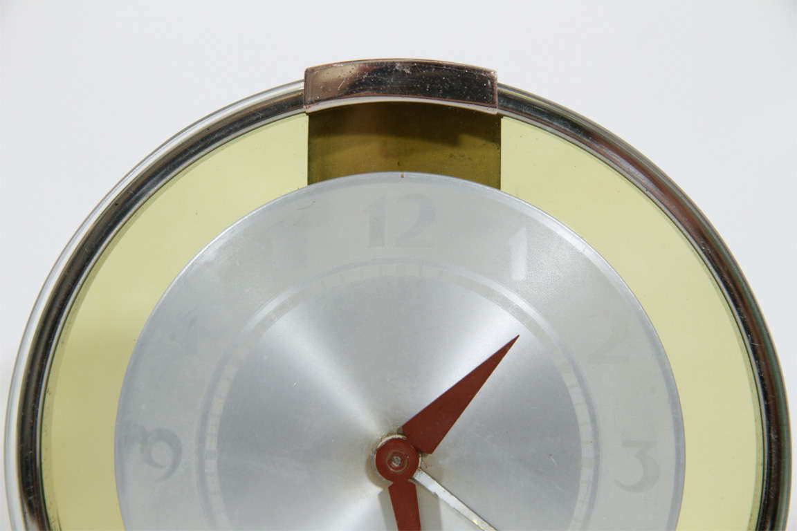 Mid-20th Century Art Deco Machine Age Chrome Clock