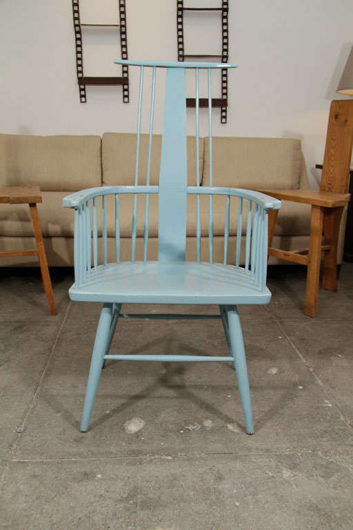 Pair of Blue Windsor Chairs 1