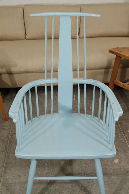 Pair of Blue Windsor Chairs 4