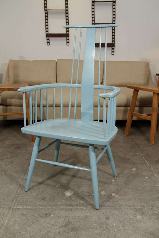 Pair of Blue Windsor Chairs 7