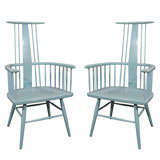 Pair of Blue Windsor Chairs