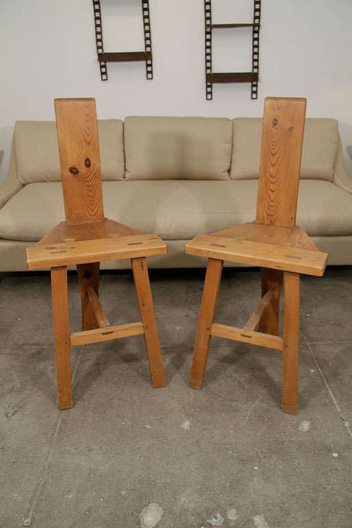 Pair of Arts and Crafts Wooden Chairs 1