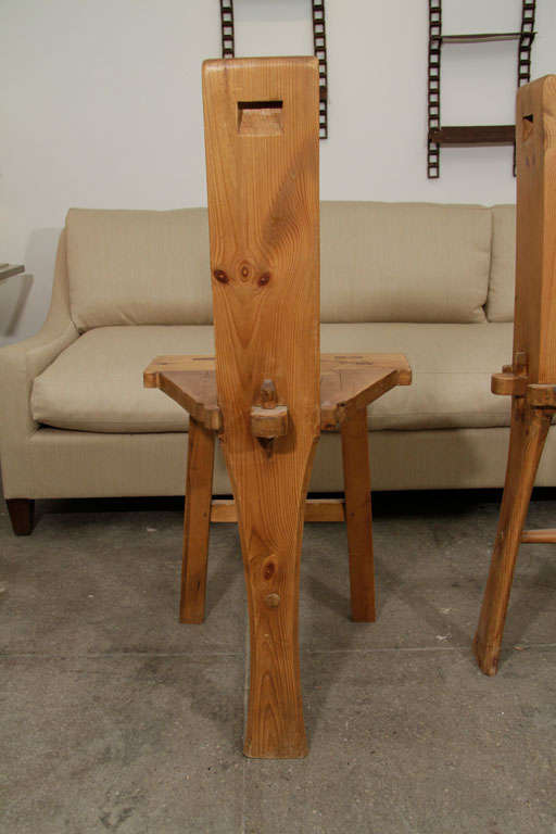 Pair of Arts and Crafts Wooden Chairs 7