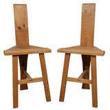 Pair of Arts and Crafts Wooden Chairs