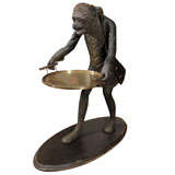 Antique Unusual English 19th cent. carved figural Monkey  card tray.