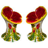 Set of 4 (or pair) Italian Glazed Terracotta Garden Seats 2