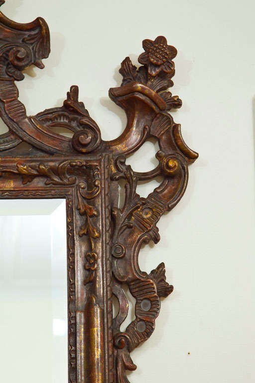19th Century Rococco Style Gilt  Carved Wood Mirror For Sale