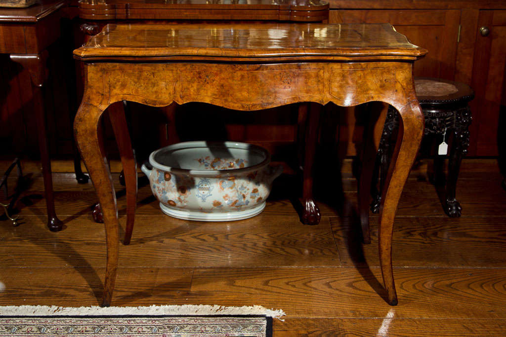 French, Inlaid, Burled Walnut Game Table