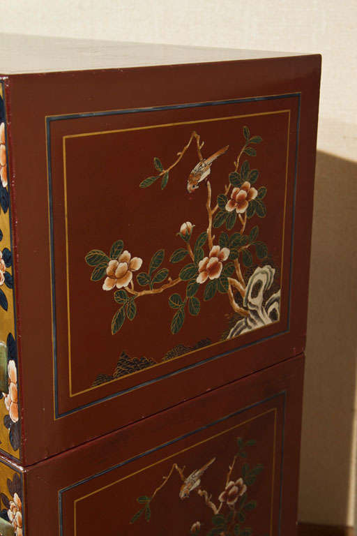 Japanese Painted Chest on Stand In Excellent Condition In Woodbury, CT