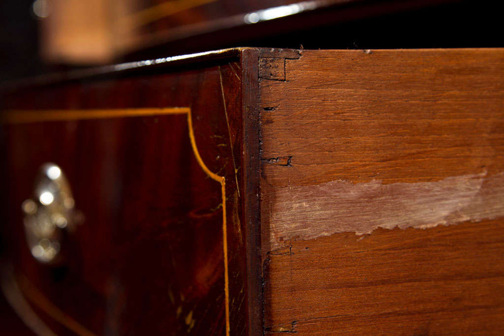 British Inlaid Bow Front Chest of Drawers For Sale