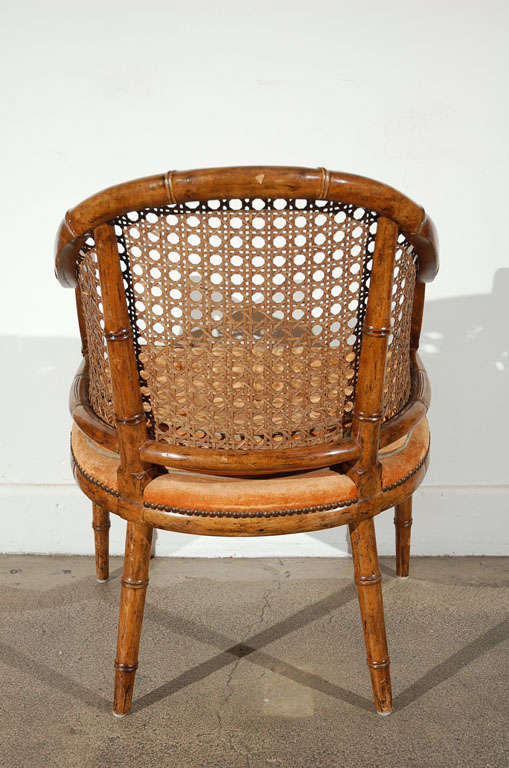 Faux Bamboo French Club chairs with Cane 3