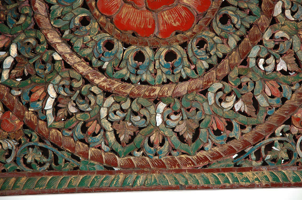 Sacred Indonesian Carved Wood Architectural Panel. 1