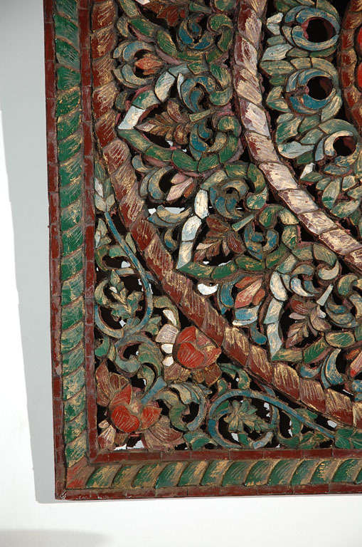 Sacred Indonesian Carved Wood Architectural Panel. 2