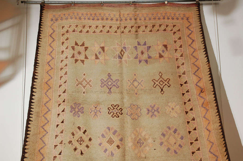 20th Century Vintage Moroccan Berber Tribal Faded Rug For Sale