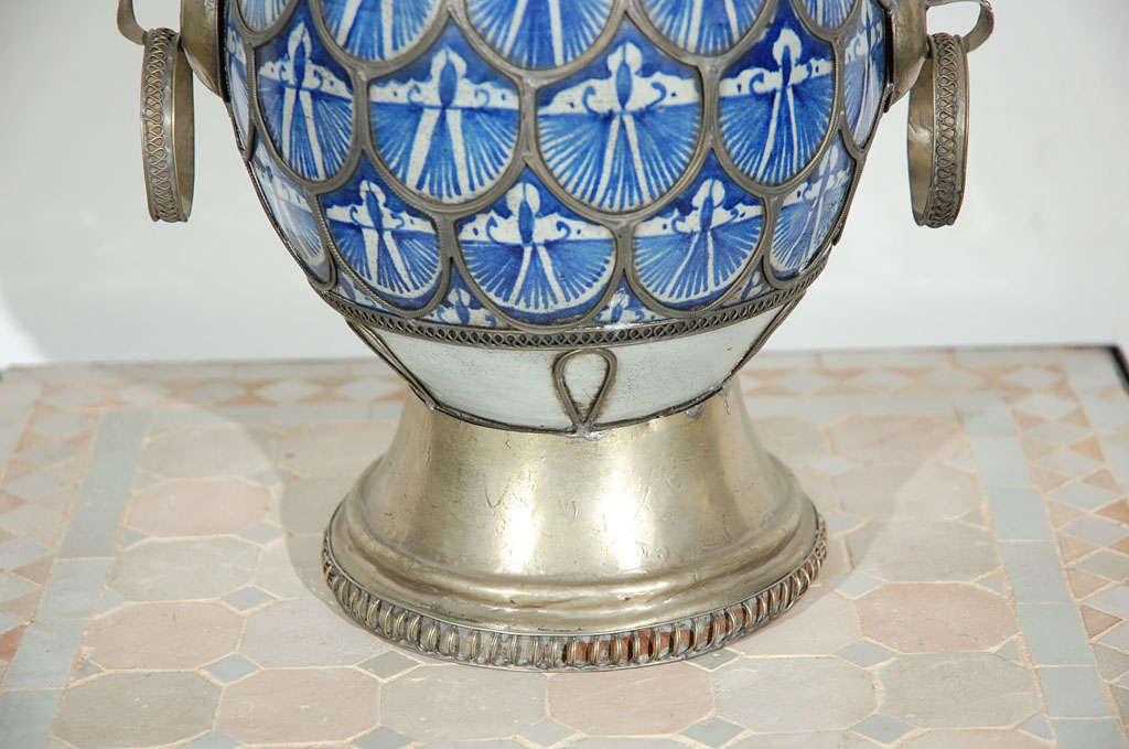 20th Century Antique Moroccan Ceramic Vase From Fez