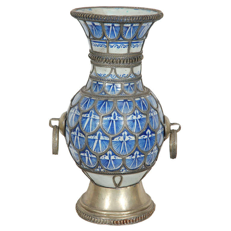 Antique Moroccan Ceramic Vase From Fez