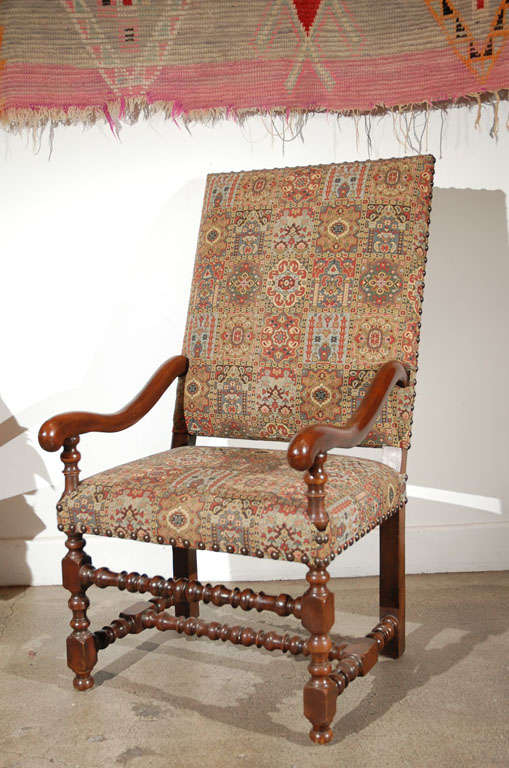 French Library Walnut Armchair