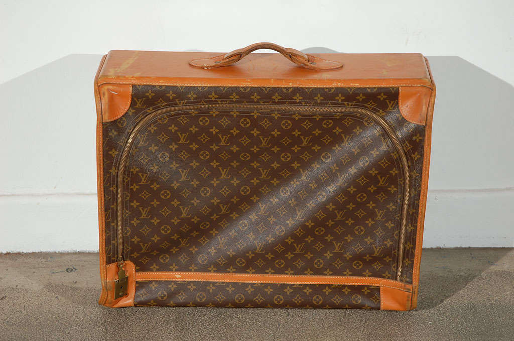 Vintage Louis Vuitton monogram leather suitcase / luggage at 1stdibs