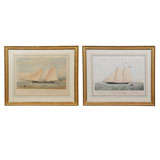 Antique Pair of 19th Century  Yachting  Prints Depicting The America