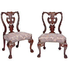 Set of Four William IV Heavily Carved Side Chairs