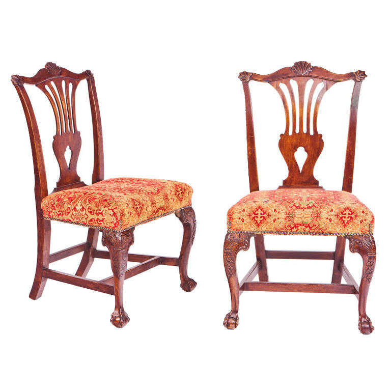 Set of Four Irish Georgian Mahogany Side Chairs For Sale