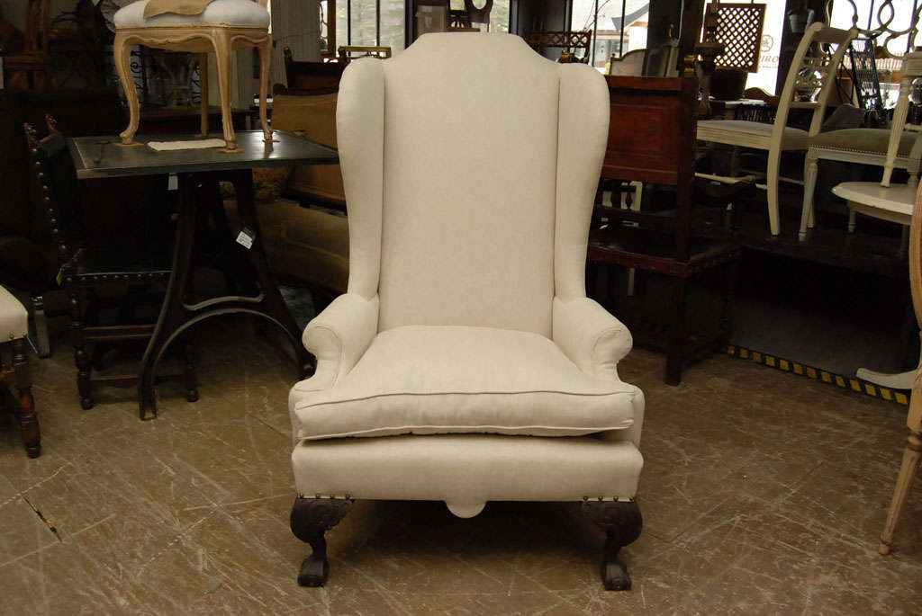 Pair of High Back Wing Chairs