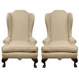 Pair of High Back Wing Chairs