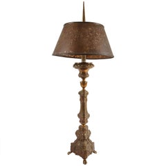 Antique Italian Brass Pricket Style Table Lamp