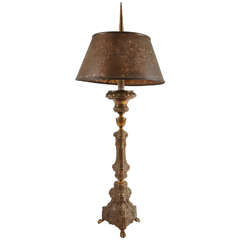 Tall Brass Pricket Style Table Lamp, Italy, circa 1920 10