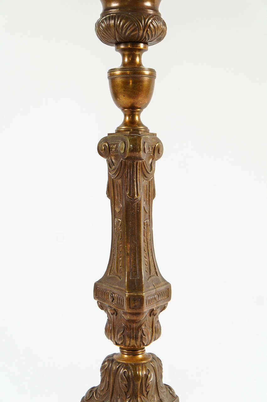 Repoussé Italian Brass Pricket Style Table Lamp