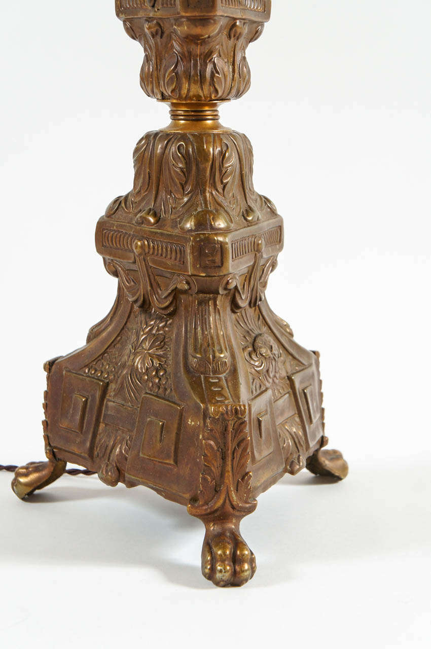 Italian Brass Pricket Style Table Lamp In Good Condition In Kinderhook, NY