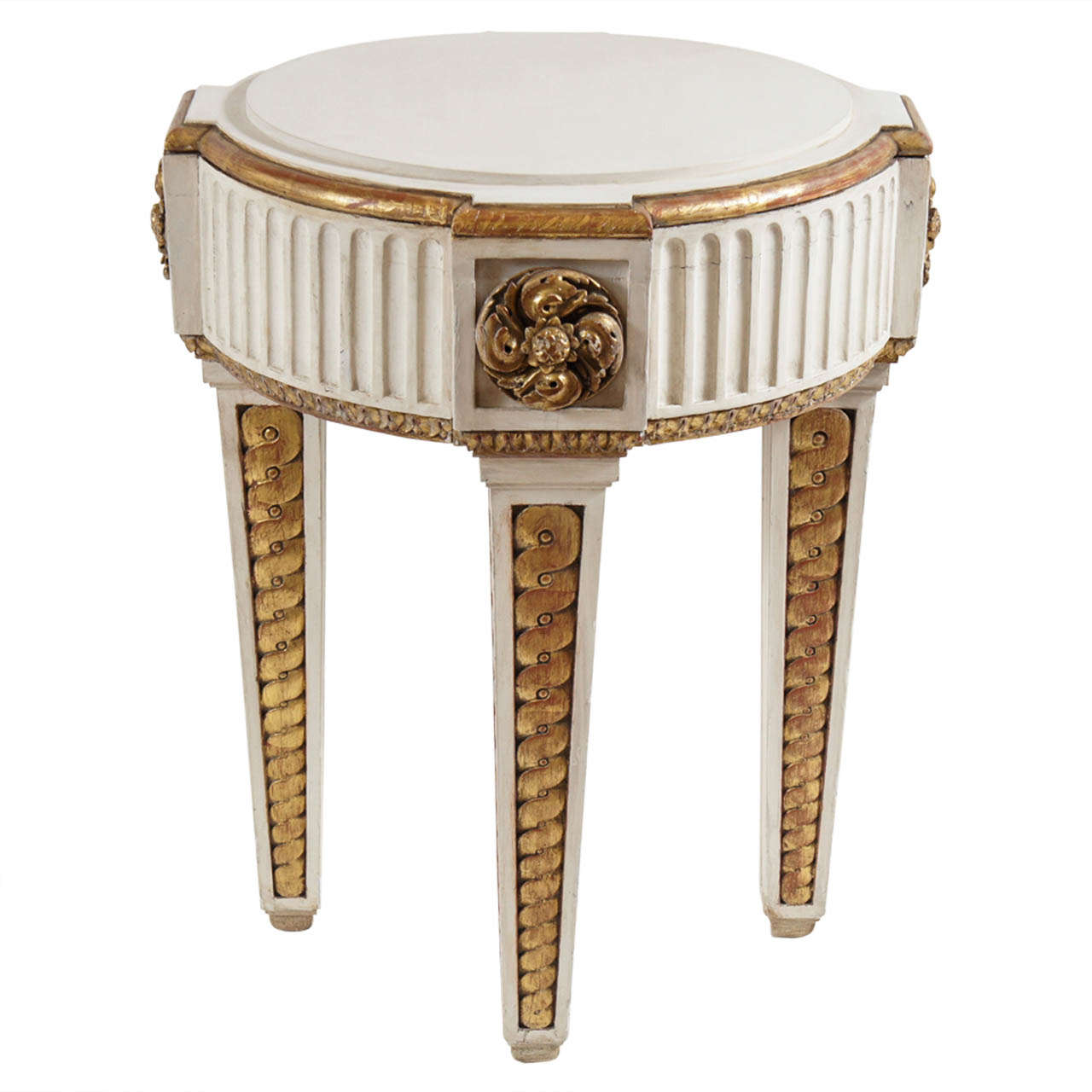 Neoclassical Parcel-Gilt and Painted Gueridon Table, France, circa 1860 For Sale