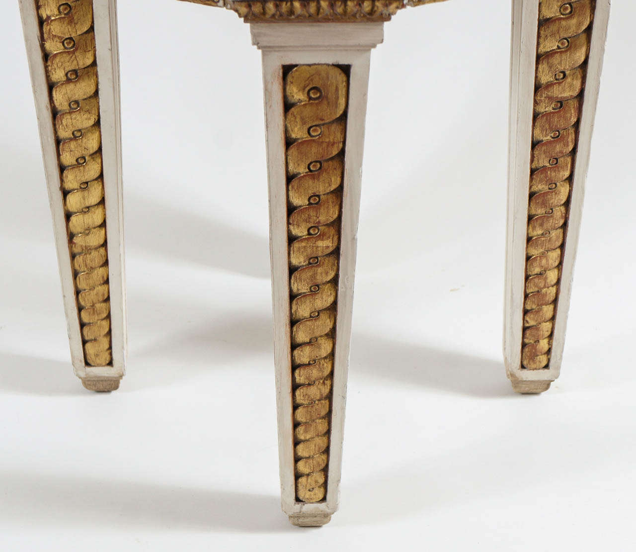 Oak Neoclassical Parcel-Gilt and Painted Gueridon Table, France, circa 1860 For Sale