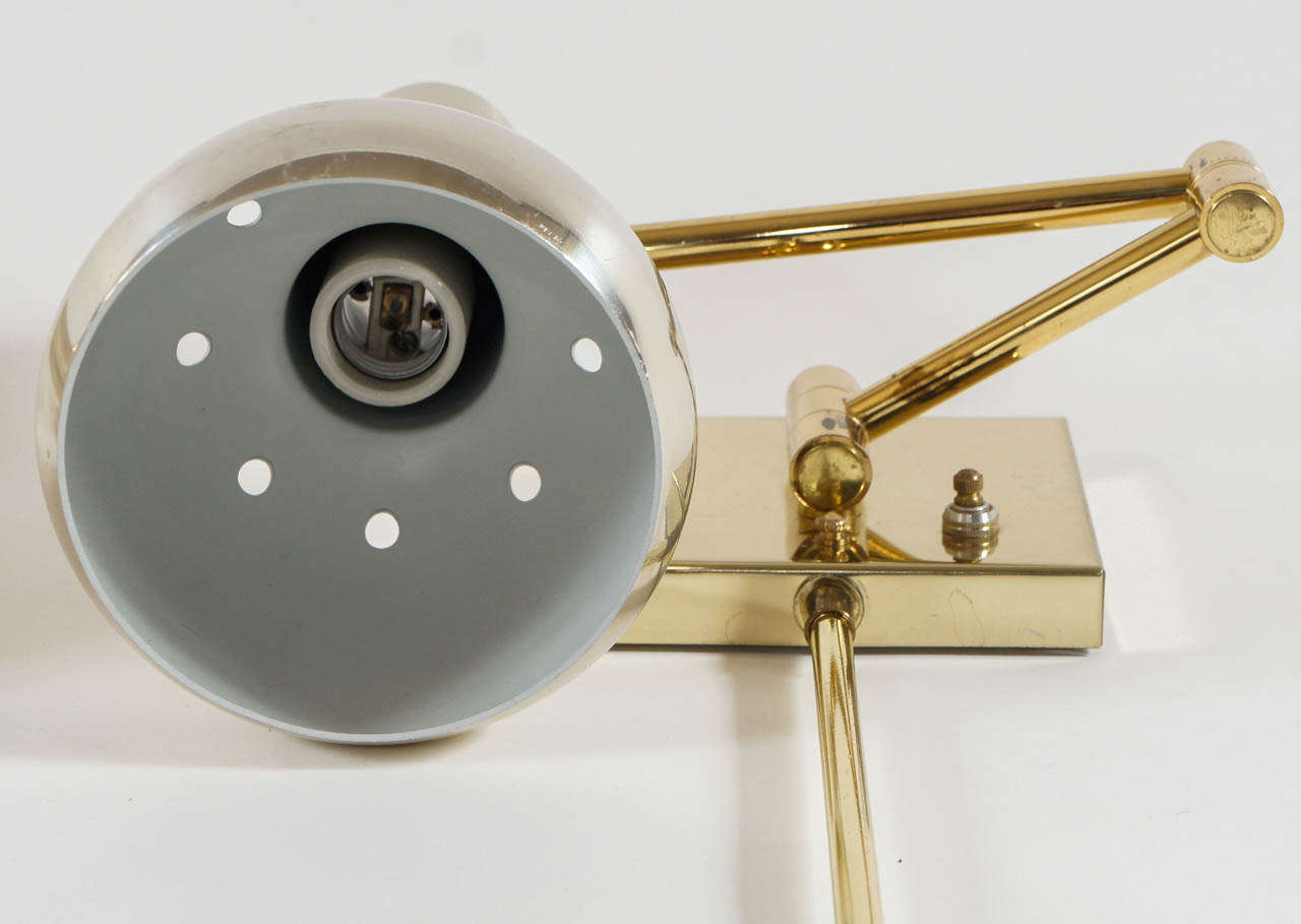 Vintage Brass SwingArm Wall Mount Reading Lamps Italy, c. 1970 at