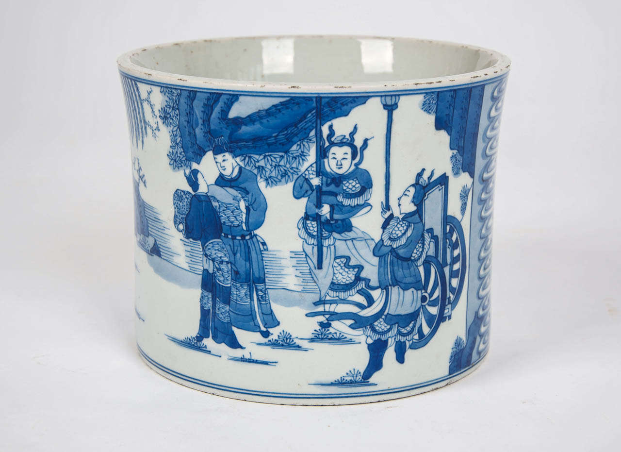 19thC Chinese, Blue & White, BRUSH POT ( BITONG), Porcelain, Kangxi Mark In Excellent Condition In Lincoln, Lincolnshire