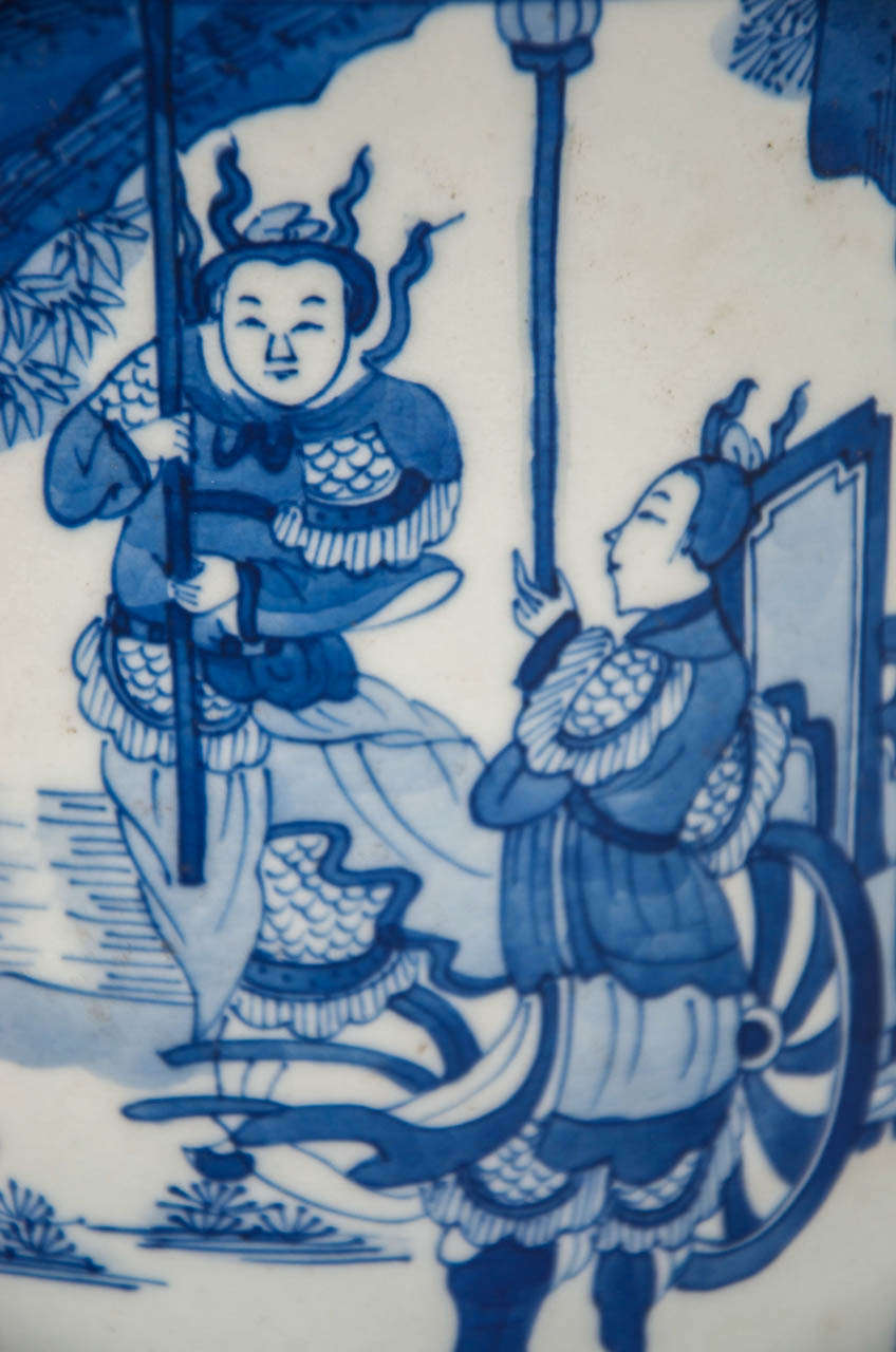 19th Century 19thC Chinese, Blue & White, BRUSH POT ( BITONG), Porcelain, Kangxi Mark