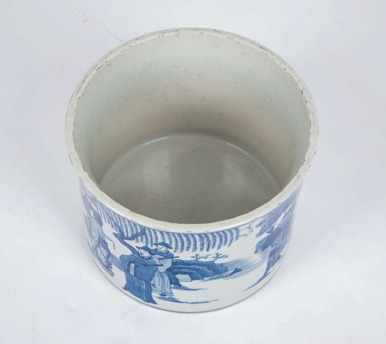 19thC Chinese, Blue & White, BRUSH POT ( BITONG), Porcelain, Kangxi Mark 1