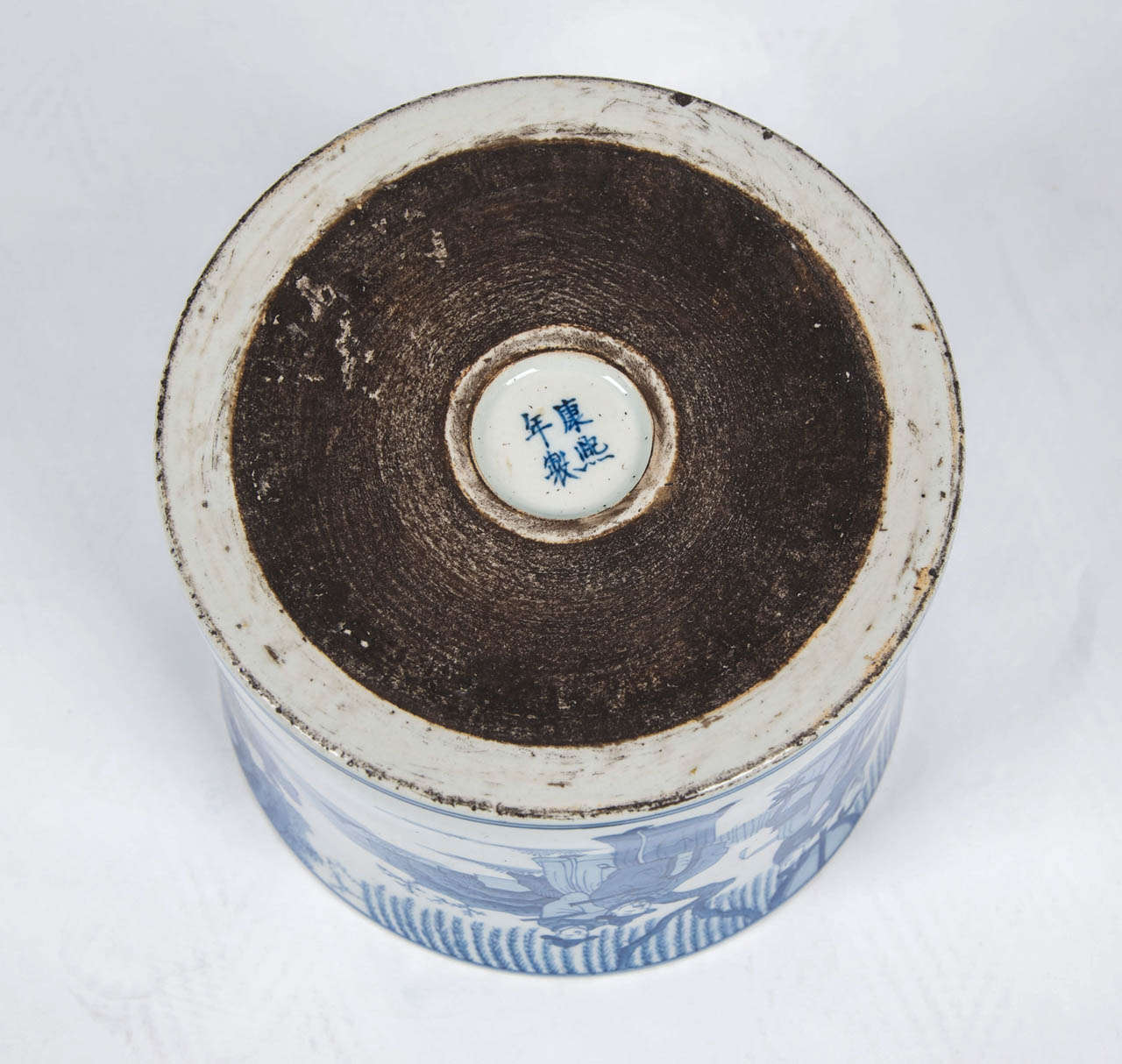 19thC Chinese, Blue & White, BRUSH POT ( BITONG), Porcelain, Kangxi Mark 2