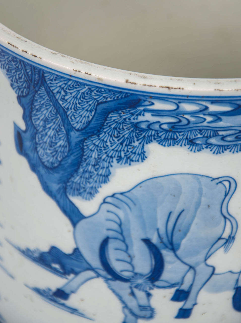 19thC Chinese, Blue & White, BRUSH POT ( BITONG), Porcelain, Kangxi Mark 4